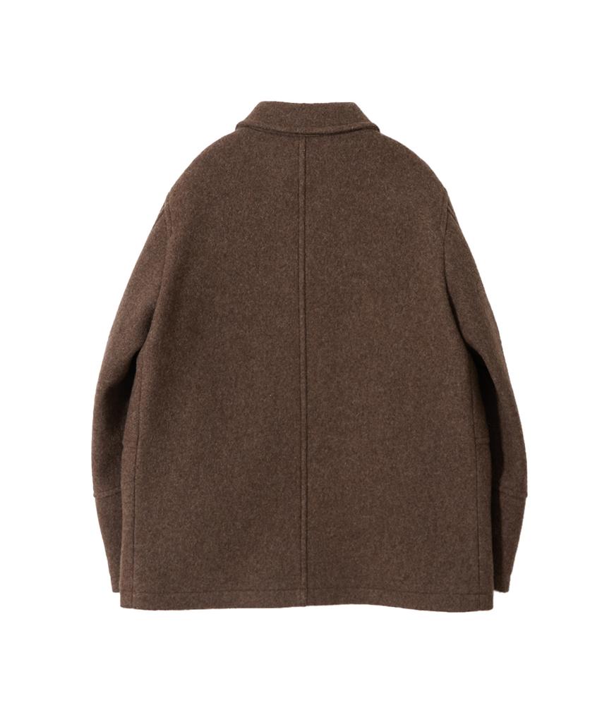 HORLISUN Idaho Snap Button Wool Half Coat Melange Brown