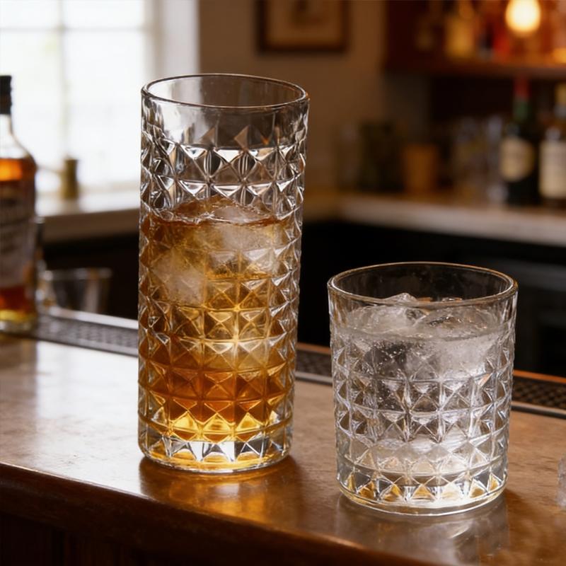 300ml/330ml Modern Diamond Relief Wine Glass Diamond Relief Glass Cup Exquisite Whiskey Glass Personalized Whisky Glasses Glass