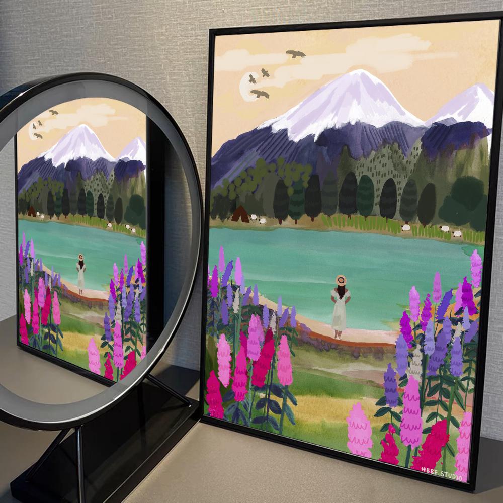 Neuseeland Blue Pools See Reise Gut Poster Kraftpapier Drucke Vintage Zuhause Zimmer Café Bar Kunst Wanddeko Ästhetisches Gemälde