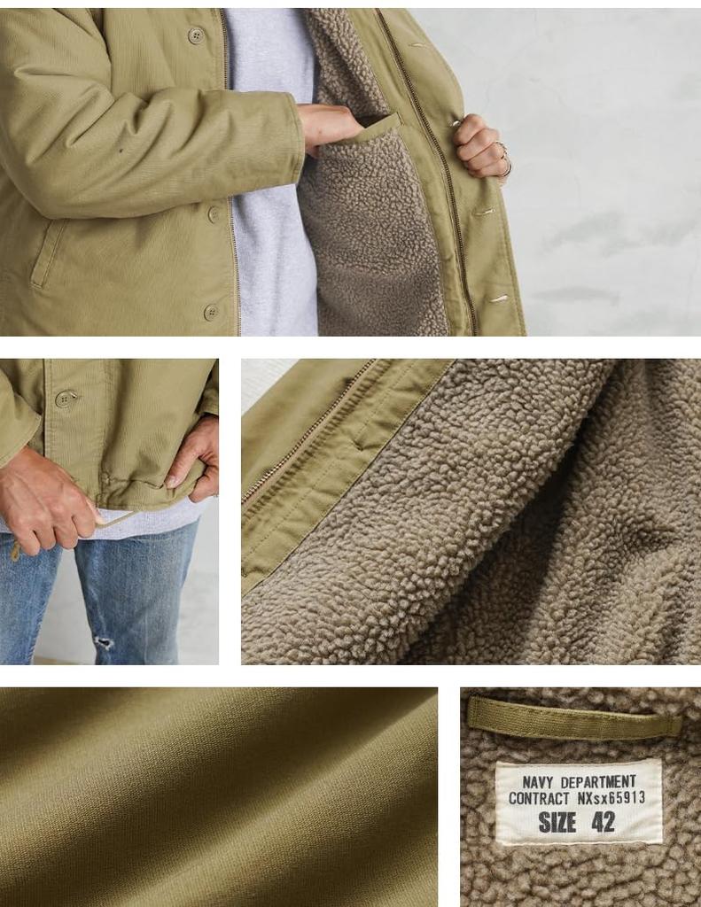 WAIPER Navy Deck Jacket with Stencil Tan Size 36 U.S. N-1 U.S.N. - [WP02] (S)