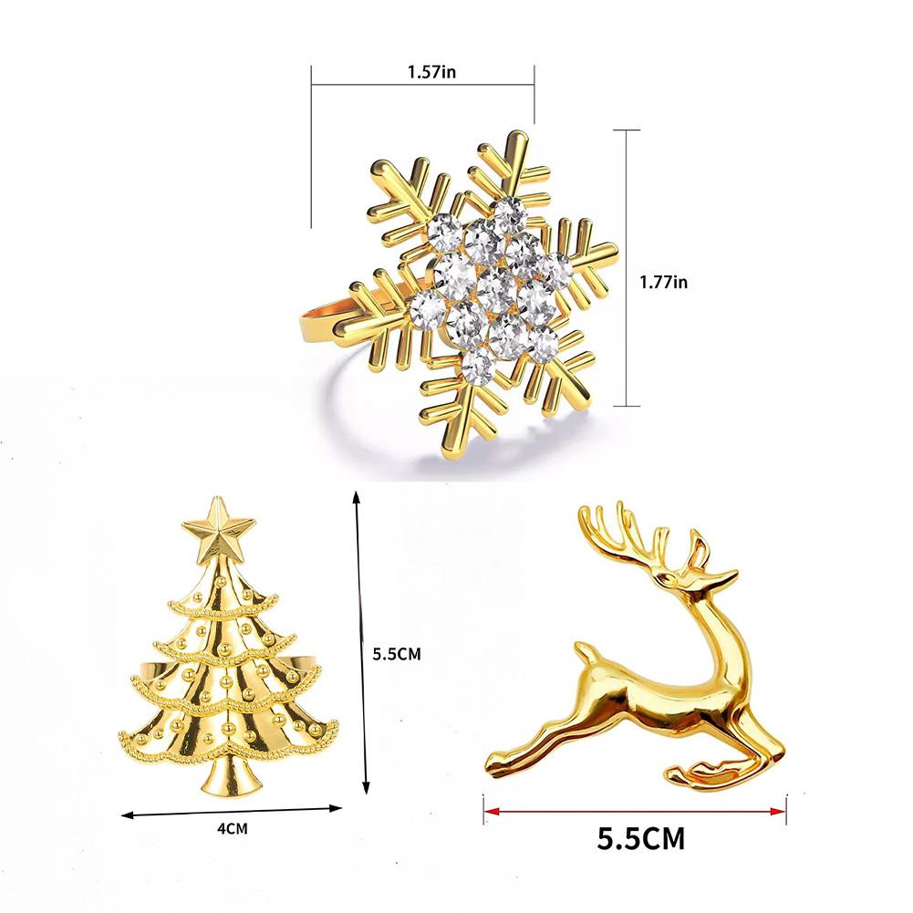 Festive Dining Experience Christmas Napkin Rings 12 Pcs Set Christmas Tree Design Elegant Table Decoration Luxurious Gold Finish
