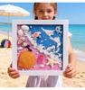 Natural Conch Seashell Beach Photo Frame: Hand-Painted DIY Decorative Texture Painting Kit for Kids