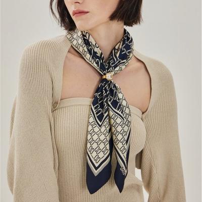 Navy Dd Pattern Scarf   Ring Set Dcsc4e270n2