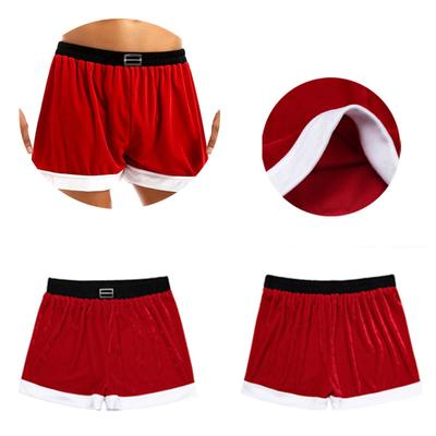 Mens Flannel Christmas Santa Claus Cosplay Costume Sexy Shorts Christmas Santa Boxer Shorts Panties Male Christmas Xmas Gift