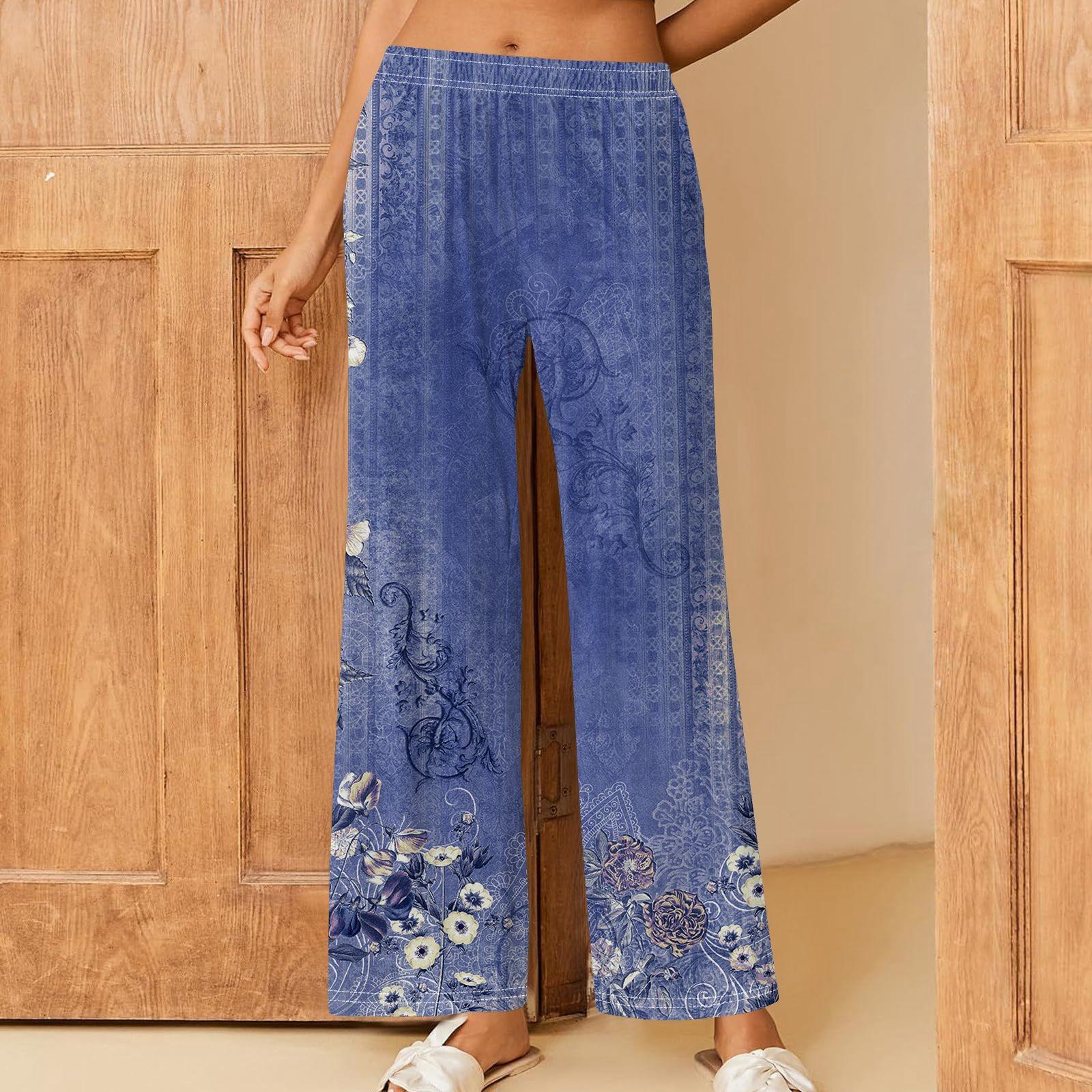 

Женские повседневные брюки прямого кроя с эластичным поясом и принтом XL