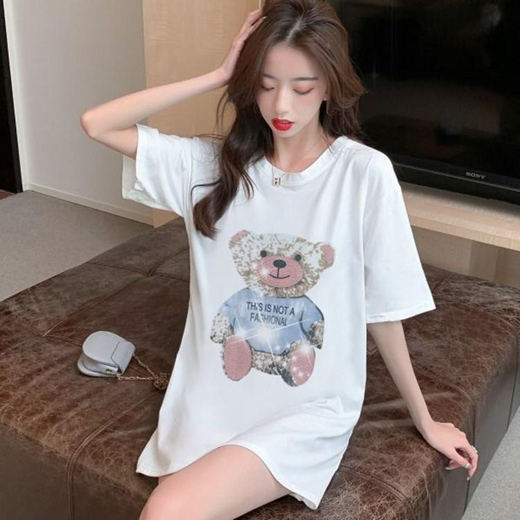 

Футболка с короткими рукавами Diamond Bear от Heavy Industry, розовая, для женщин, весна-лето, новая свободная футболка с короткими рукавами L белый