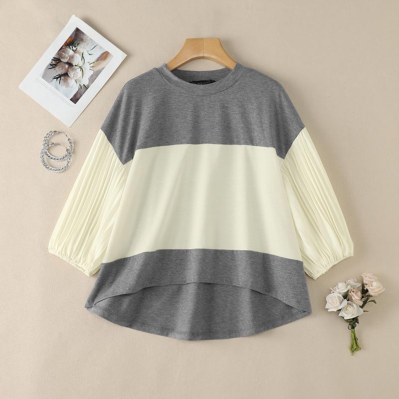 ZANZEA Blusa Casual de Mujer con Cuello Redondo, Manga 3/4, Holgada, con Empalme