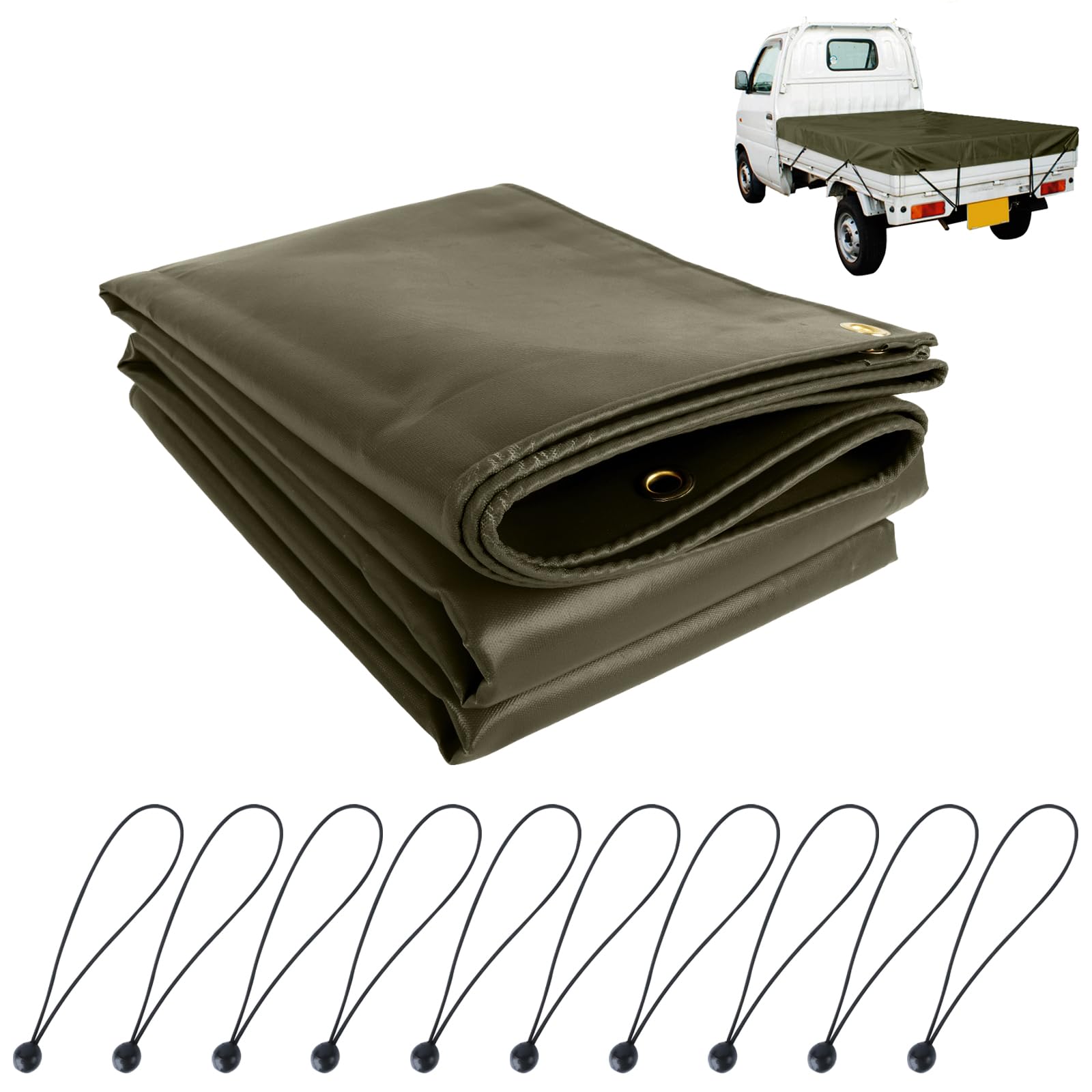 

NARISHIBA Light Truck Bed Thick Polyester Canvas with Elastic for Outdoor Use Green Defense x for Light Cover, (PVC), Waterproof, Bands, (OD (Military