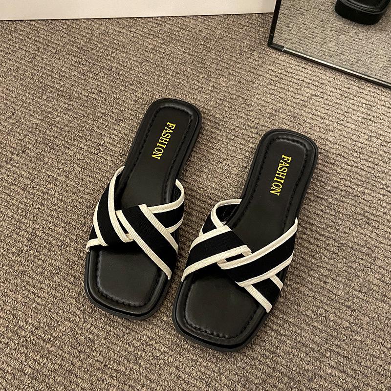 

Женские летние сандалии 2025 года на плоской мягкой подошве - Универсальный корейский стиль 40 чёрный