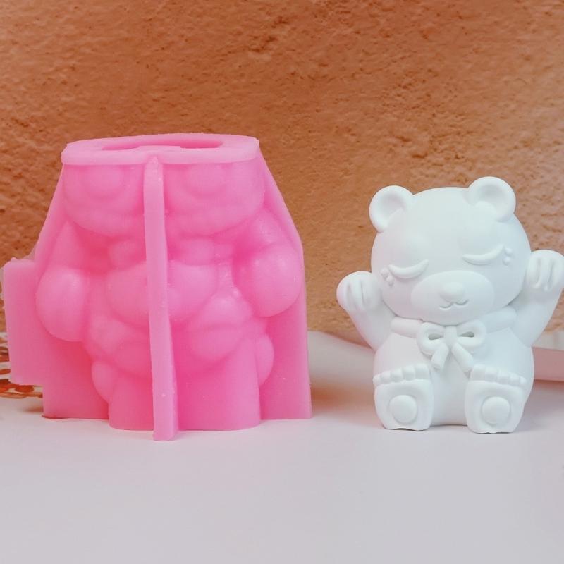 Sitting Bear with Bows Mould Silicone Molds Soap Molds Castings Molds Ornament Molds Fondant Cake Chocolate Molds