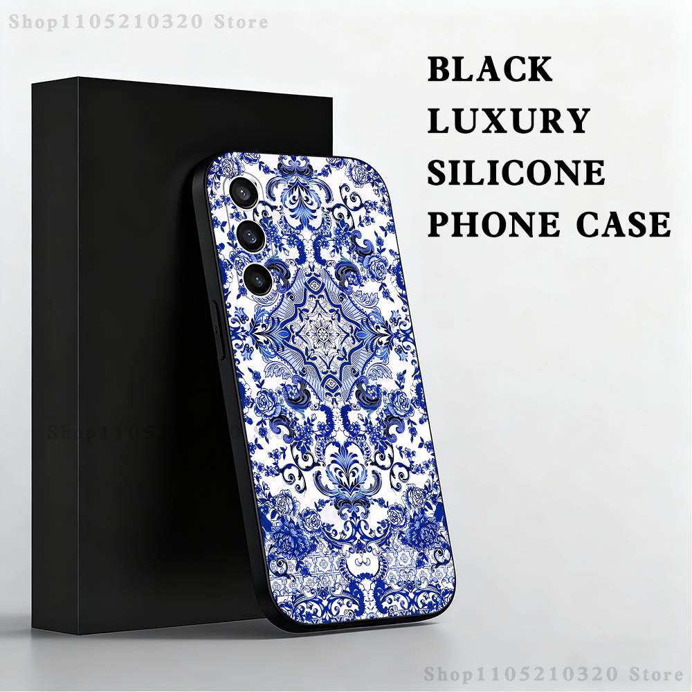 

blue and white china pattern Phone Case For Samsung S25,S24,S23,S22,S21,S20,S10,Ultra,Plus,Lite,FE,Soft Silicone Black Cover SamsungS25plus 5G