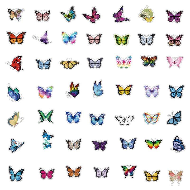 100pcs Butterfly Flower Graffiti Stickers for Phone Case Scrapbook Diary Skateboard Car Decoration