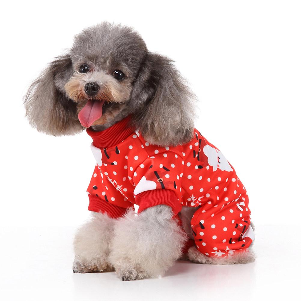 Pet Christmas Cloth Cute Santa Pattern Dog Clothes for Outdoor Walking Jogging Party Events Small Dog Apparel Size S