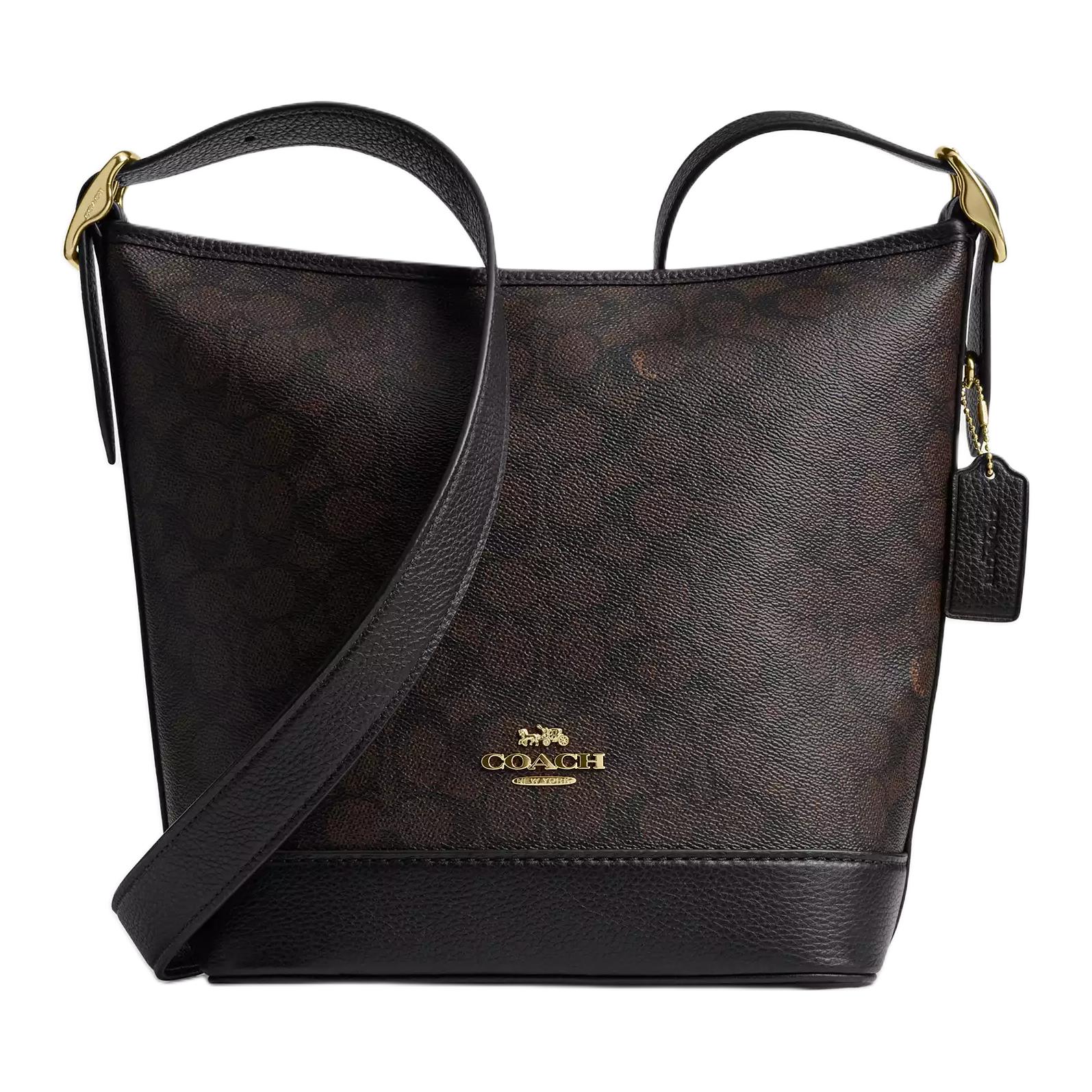 Coach Women's Black Canvas Jude 22 Logo Signature Coated Canvas With Refined Pebble Leather Shoulder Bag Small Shoulder Bag Cbh20-Imxaq
