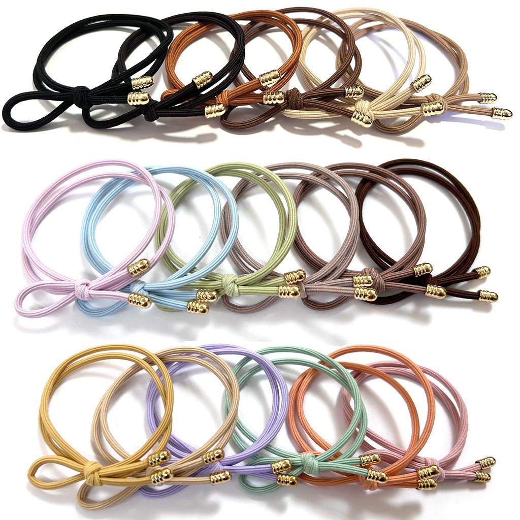 Natunofu Hair Stylish Hair Ties for Adults with Metal Hair Ties with Cute Korean Solid Elegant Set of 6 Buns Ties, Ribbons, Fittings, Non-Stain