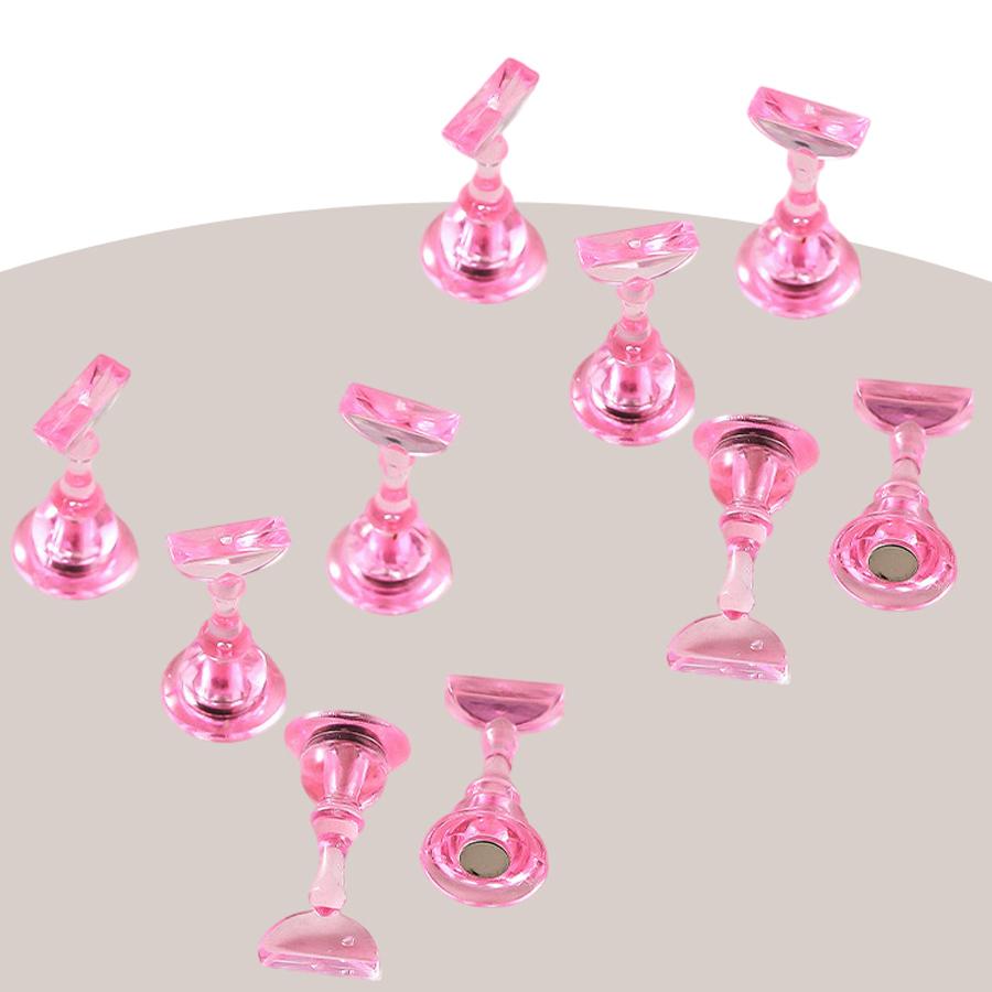 10Pcs Plastic Nail Tips Holder Nail Stand Chess Shaped DIY Magnetic Training Practice Display Manicure Tool