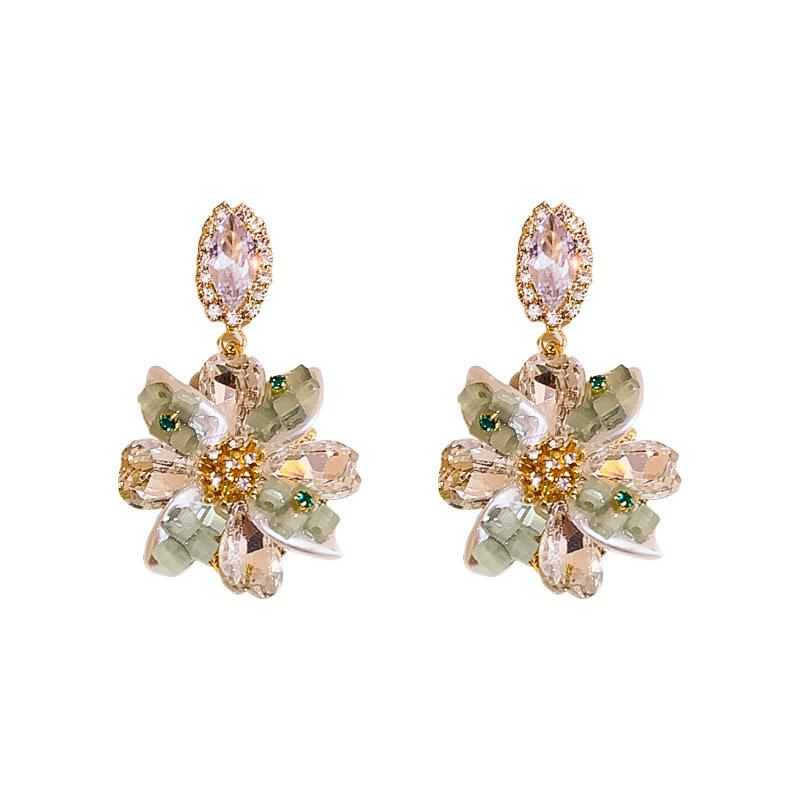GemChic Women's New Exquisite Colorful Flowers Set Rhinestone Earrings Girl's Fashion Stud Earrings Birthday Christmas Jewelry Gift
