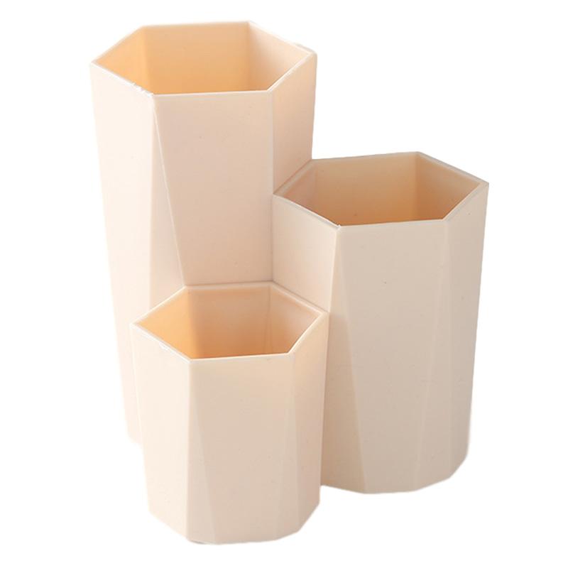 Cosmetic Brush Holder 3 Lattices Makeup Organizer Eyebrow Pencil Makeup Brush Storage Box Pen Container Polish Nail Brush Holder