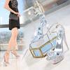 2025 crystal transparent and waterproof catwalk high-heeled sandals female e-commerce