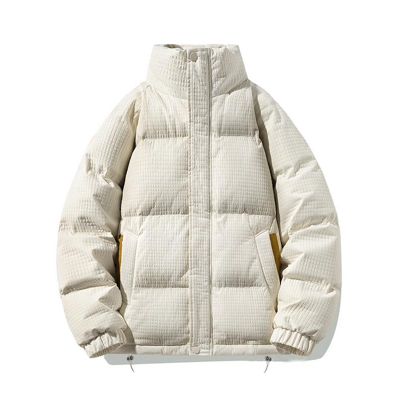 Short glossy down jacket for men and women, thickened white duck down loose, couple fake two-piece fashion new winter