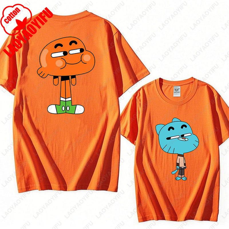 Animace Kreslený Gumball a Darwin Potisk Tričko Úžasný Svět Gumballa Tričko Nové Léto 2025 Kawaii Muž Žena Bavlněná Trička