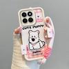 KEYSION Cartoon Cute Plush Embroidery Case for HONOR 200 Smart 5G with Lanyard Shockproof Phone Back Cover for Huawei Honor X7c
