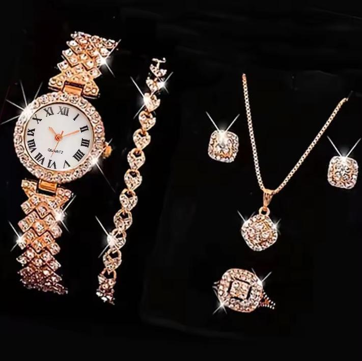 Popular Ladies Watch Cornucopia Fashion Casual Roman Quartz Set Full Diamond Bracelet Fashion Watch