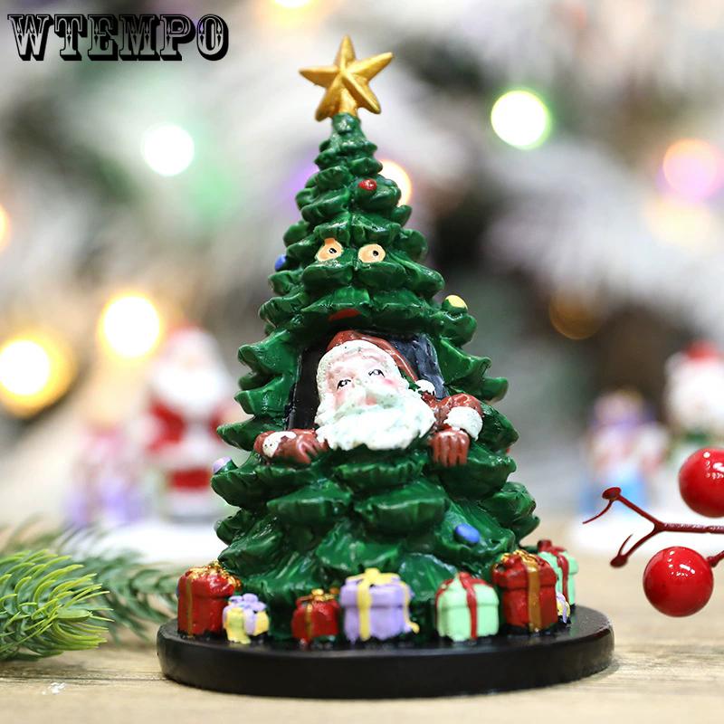 WTEMPO Christmas Tree Santa Claus Shaped Design Ornament Resin Christmas Party Table Ornament Indoor & Outdoor Festival Decoration