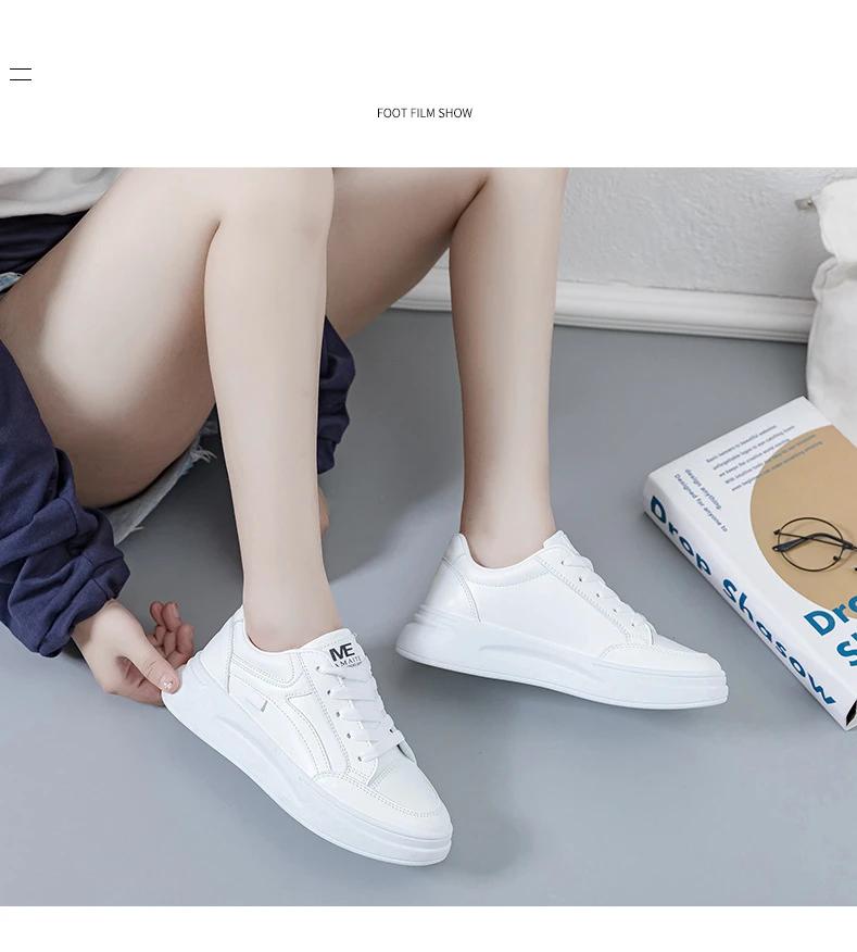 Women Sneakers PU Leather Lace-Up Breathable Jogging Casual De Mujer Outdoor Woman Walking Skateboarding Shoes