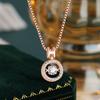 Classic Luxury Rose Gold Shining Crystal Zircon Beating Heart Pendant Necklace for Women Exquisite Valentine's Day Gift Jewelry