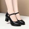 Waterproof Platform High Heel Round-Head Summer Model Training Special Catwalk Work Single Shoes Elegant Simple Black Autumn