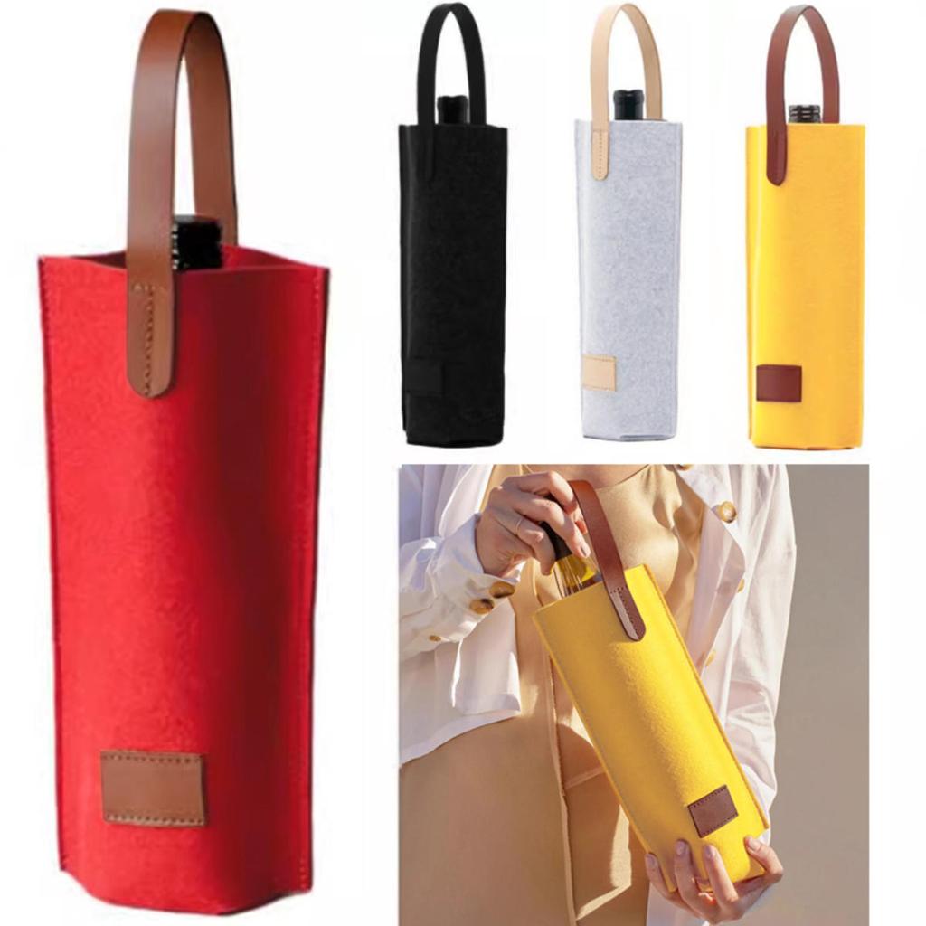 1PC Wine Bag Felt Single/double Bottle Insulated Tote Bottle Wine Carrier Bag Padded Wine Cooler Christmas Gift For Wine Lovers