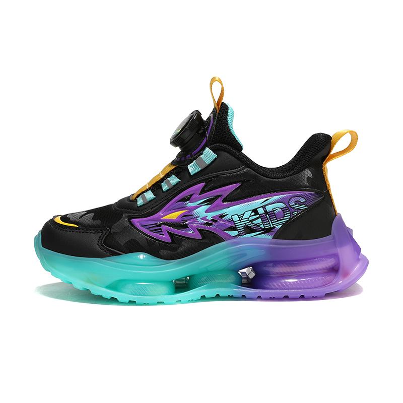 

28-39Spring and Autumn Children s Sports Shoes Waterproof PU Leather Surface Rotating Button Outdoor Sports Shoes 28 чёрный/фиолетовый