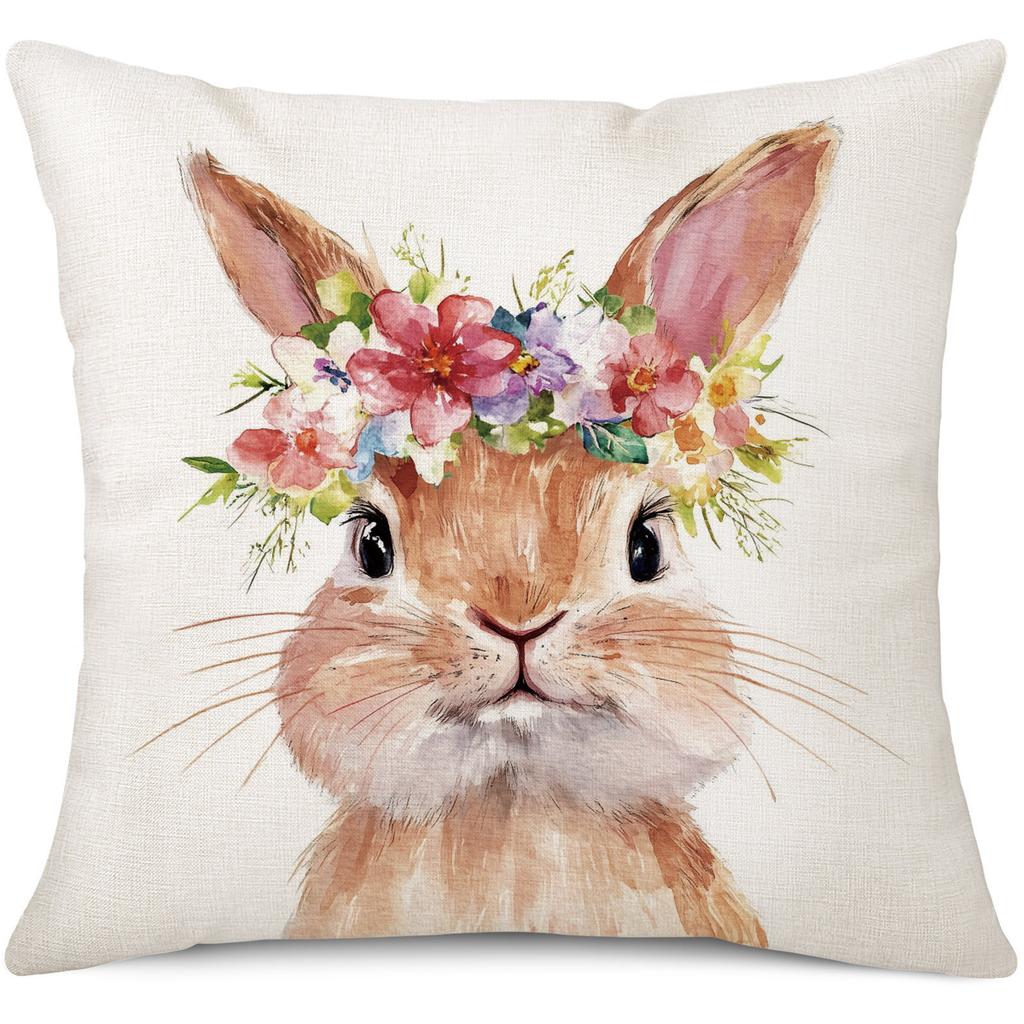 2026 New Easter Bunny Fashion Cartoon Furniture Decoration Double sided Printed Pillowcase Sofa Waist Cushion Cover
