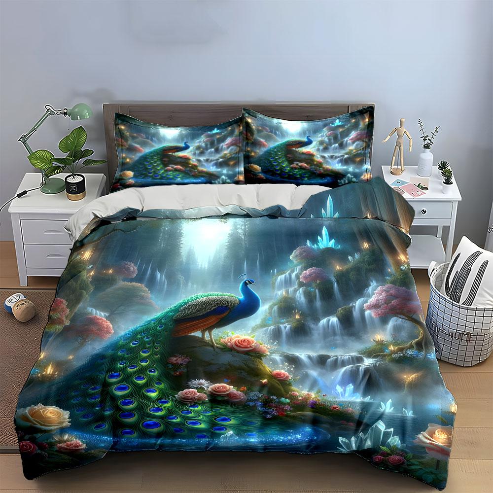 "Enchanting peacock paradise dreamscape" Bedding sets Duvet covers Pillowcases(1* Duvet Cover 2* Pillowcases without duvet insert)