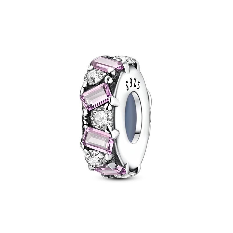 925 Sterling Copper Aircraft Travel Charms Bead Inlaid Pink Zirconium Love Heart Pendants Fit Original Bracelet Zircon Gift