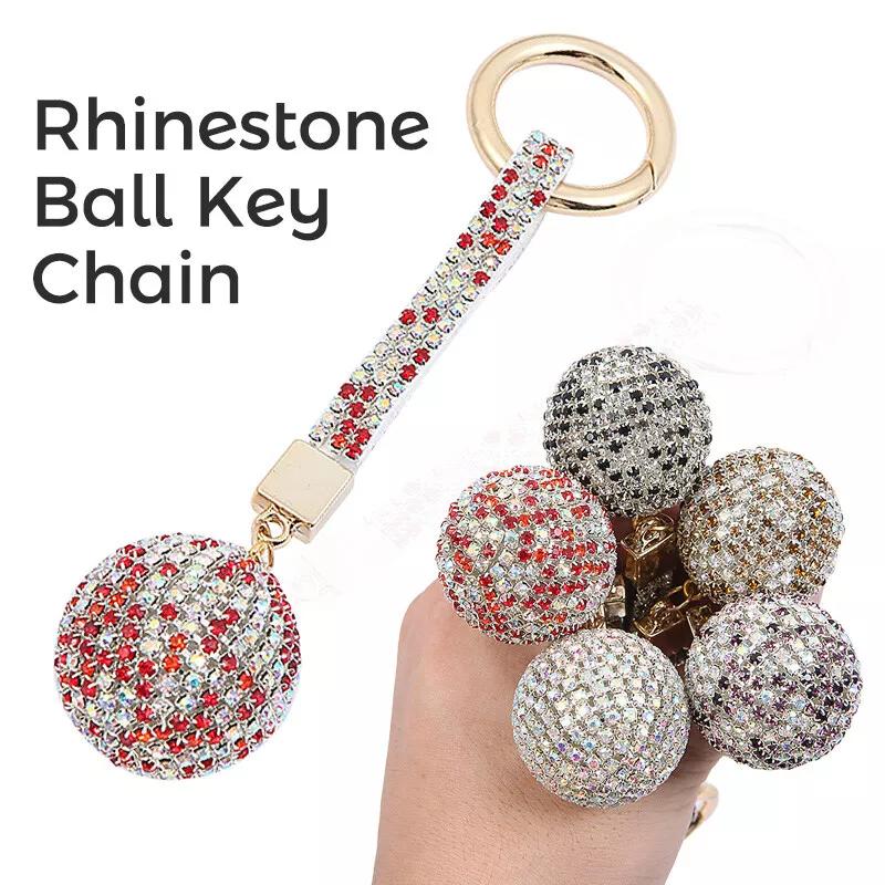 Rhinestone Ball Alloy Keychain Cute Car Key Ring For Men Women Bag Backpack Decor Hanging Pendant Fashion Jewelry Accessories