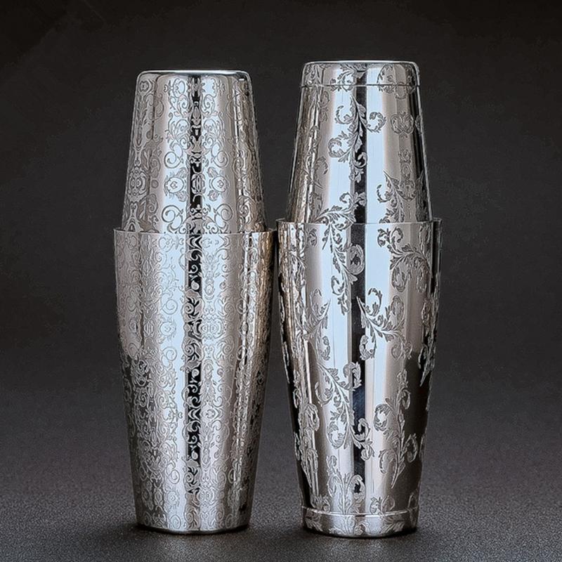 304 Stainless Steel Bartenders Shaker Ergonomic Grip Cocktail Mixer Professional Bartending Tool Mixing Tins Set