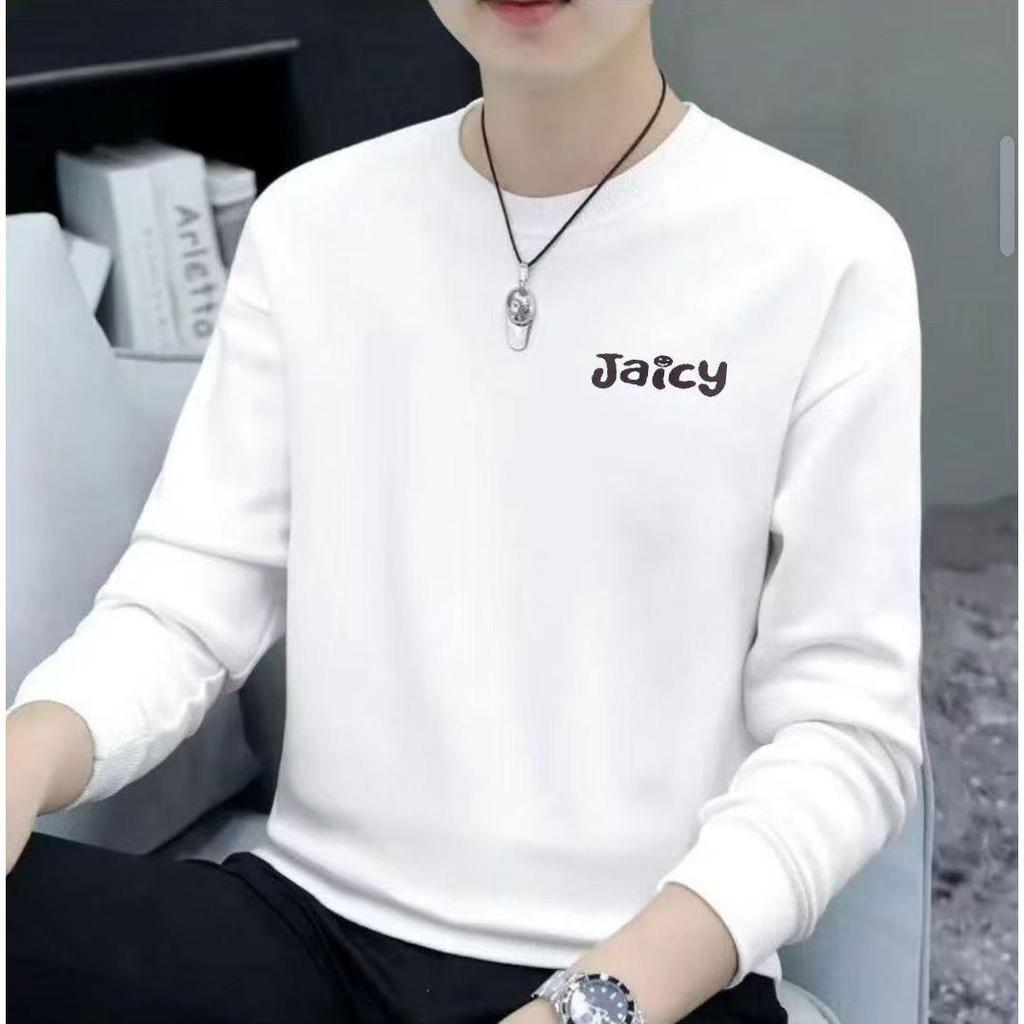 Men's Fleece Lined Crew Neck Sweatshirt: Trendy Long Sleeve for Spring, Autumn, and Winter