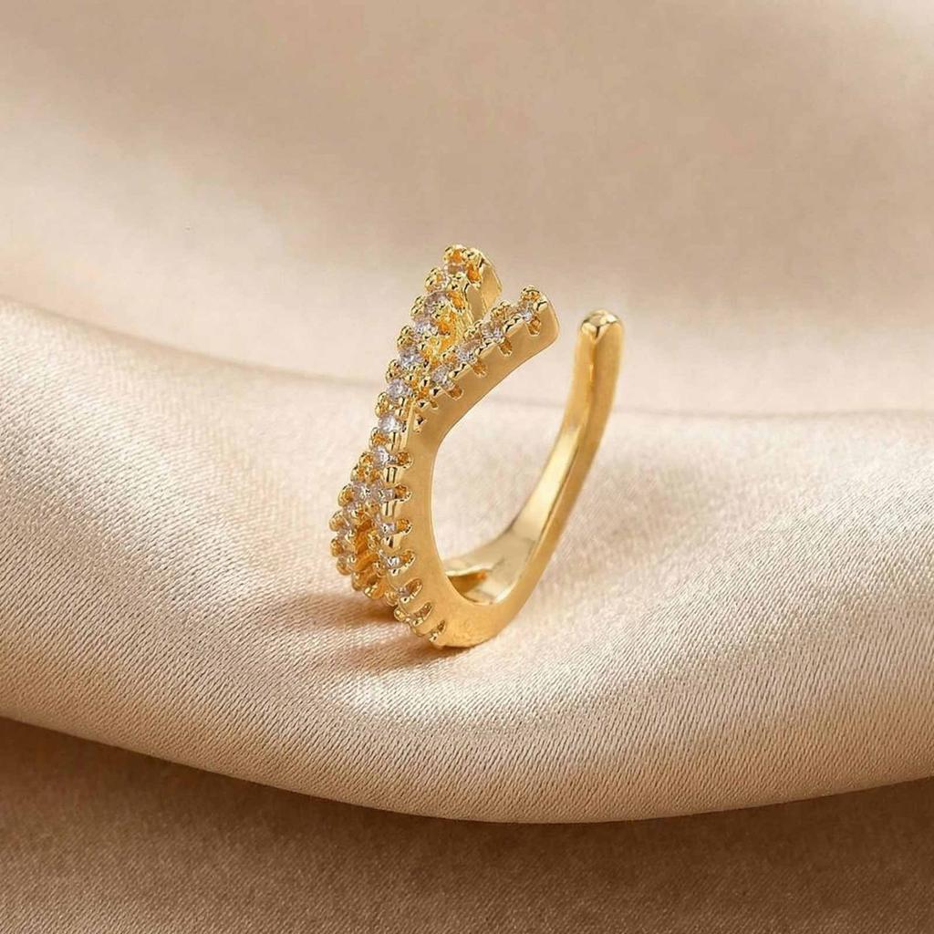 Ear Cuff Multi-Layer Cross CZ Clip Earrings for Women, 18K Gold Plated Brass Non-Pierced Cartilage, Fake Piercing Jewelry