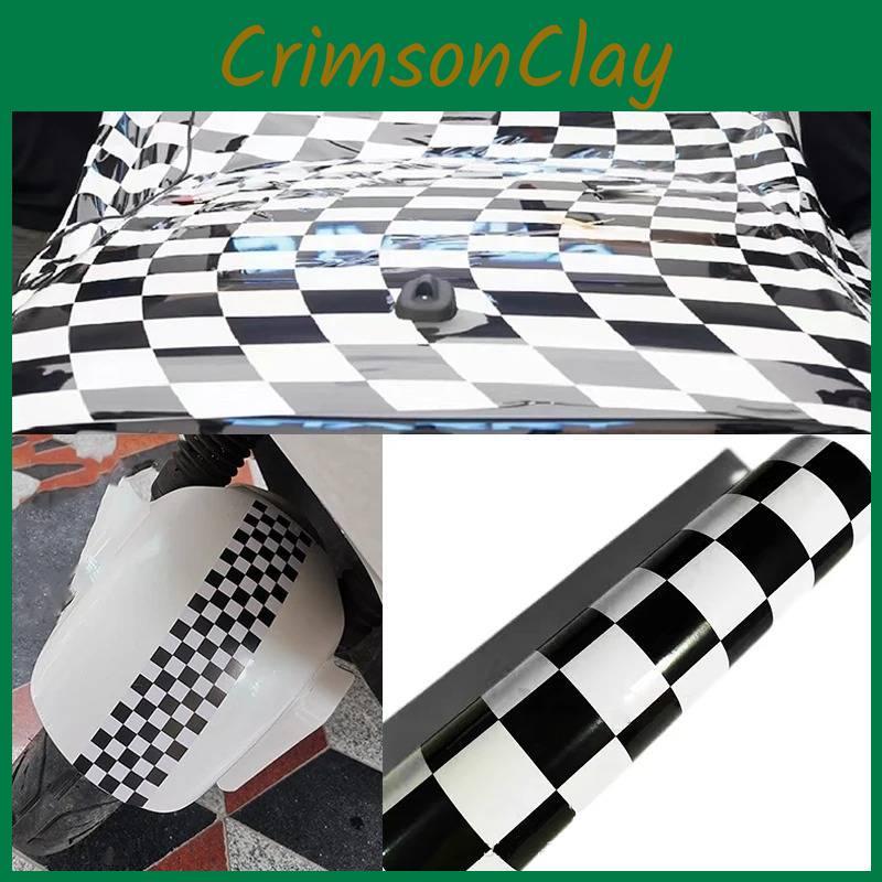 White Black Checker Pattern Bright Surface Stickers For Car Motorcycle And