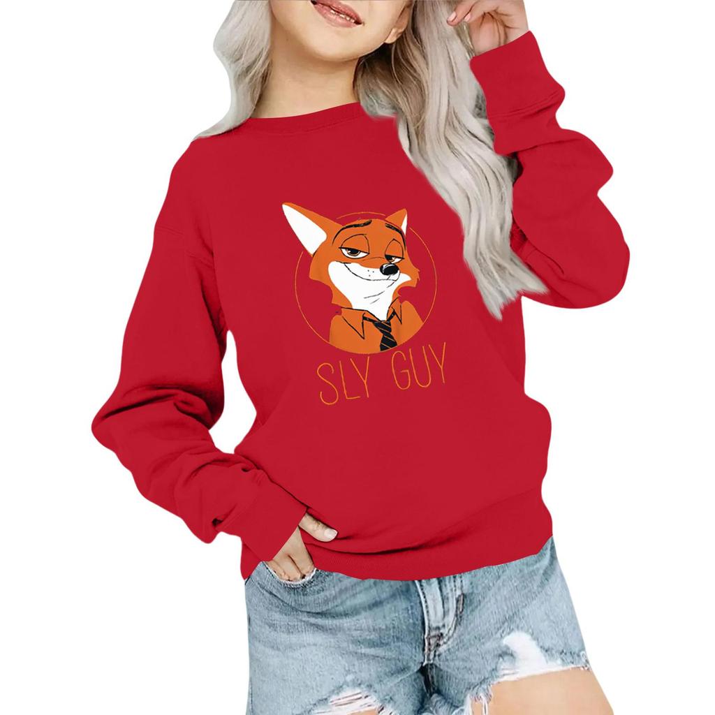 Children's Fashionable Loose Casual Long-sleeved Printed Collar Sweatshirt
