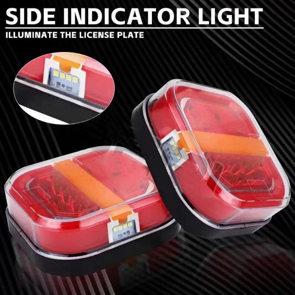 2 Stück Auto-Leitlicht Quadratisch 12V 24V LED Anhänger-Rücklicht, Kennzeichenleuchte LKW-Rücklicht, Dreifarbiges Heck- und Bremslicht