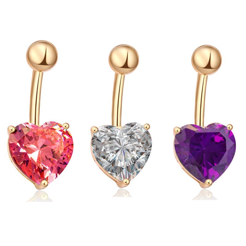 Color Zircon  Belly Button Ring  Creative Heart Shape Butterfly Pendant Navel Piercing For Women Sexy Body Jewelry