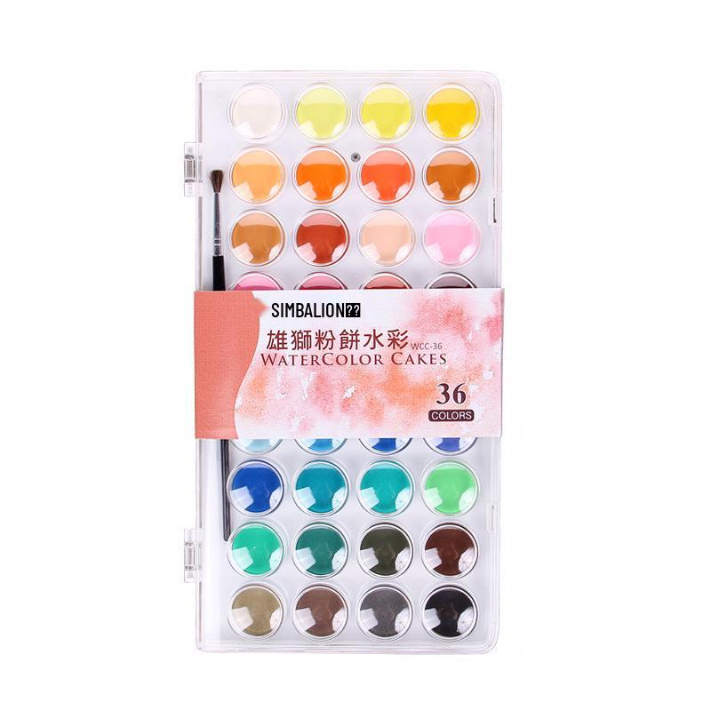 Xiongshi 36-Color Children's Solid Watercolor Paint Set with Compact Transparent Case