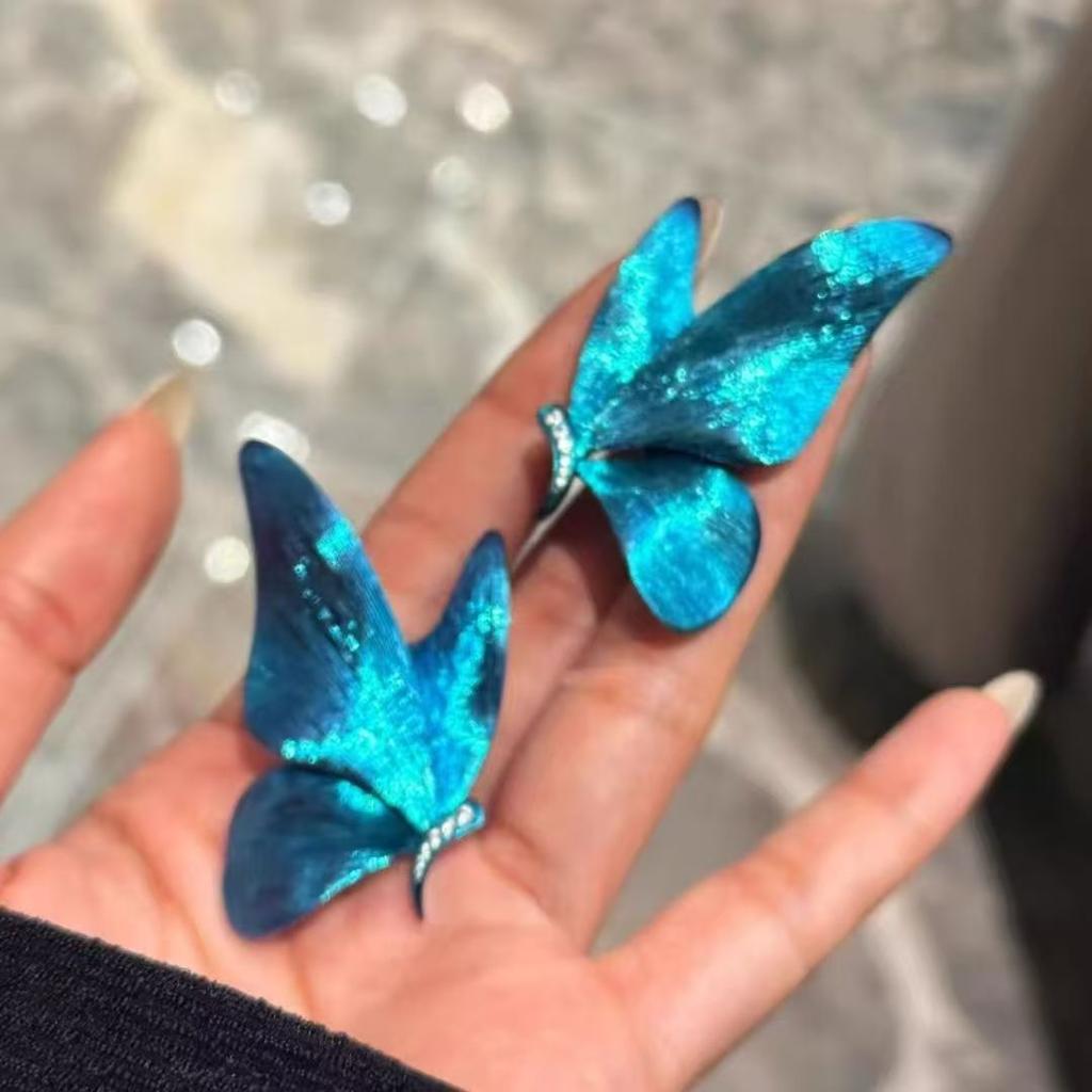 Blue Butterfly Earrings Elegant Wings Earrings Retro Party Earrings Women'S Gift Creative Butterfly Earrings Blue Wings