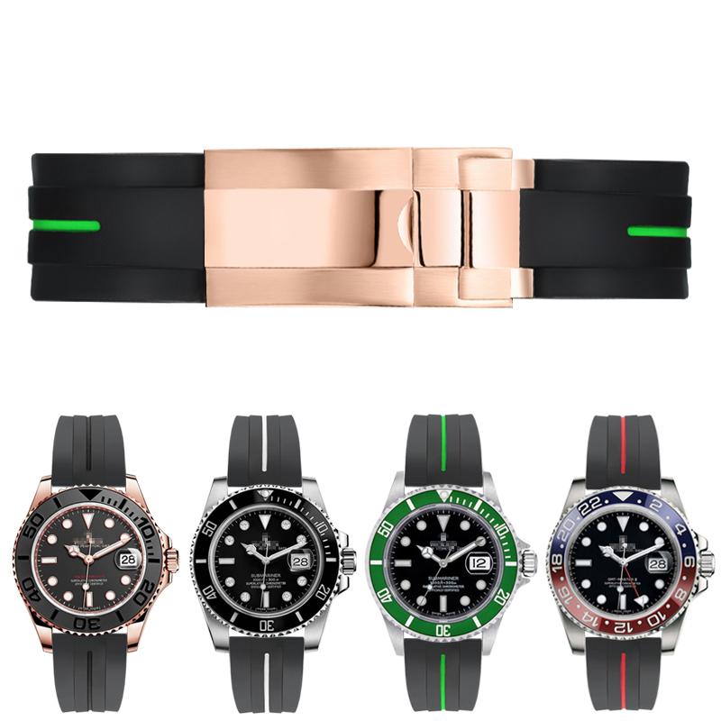 Correa de Reloj de Caucho Para Seiko Tudor Citizen Correa Con Hebilla de Acero Inoxidable Pulsera de Reloj Impermeable 20mm 21mm Negro Azul