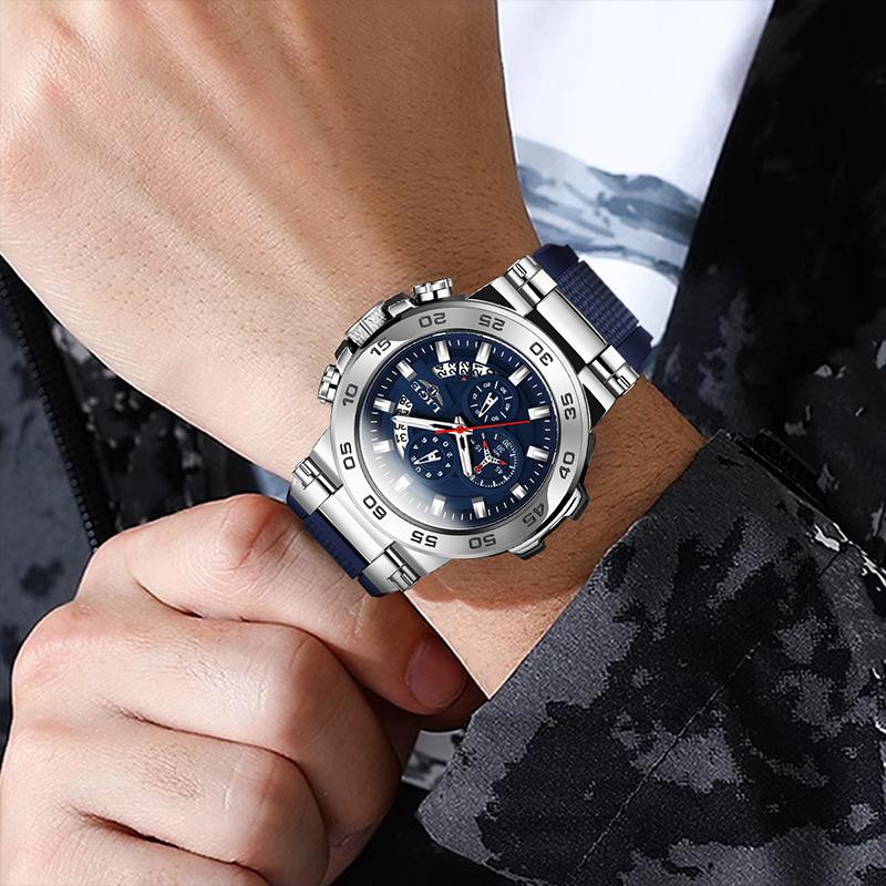 LIGE Fashion Men's Watches Silicone Strap Simple Sports Military Date 30M Waterproof Quartz Mens Wristwatches Relogios Masculino
