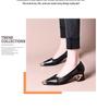 2025 Spring and Summer New Shallow Single Shoes Women's Shoes One Pedal Middle Heel Horseshoe Heel (5cm) Pointed Women's Single Shoes