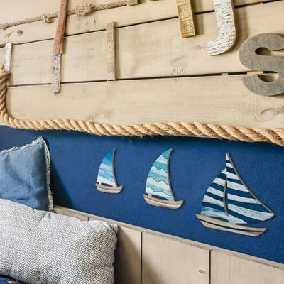 3 Stück/Set Holz Segelboot Wanddekoration Bauernhaus Rustikal Segelboot Wandkunst Zuhause Schlafzimmer Wohnzimmer Badezimmer Wand Dekoschild